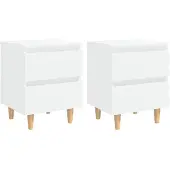 vidaXL Nachtkastjes 2 st met grenenhouten poten 40x35x50 cm wit