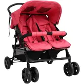 vidaXL Tweelingkinderwagen staal rood