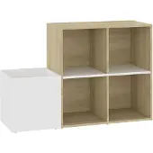 vidaXL Opbergkast 105x35,5x70 cm bewerkt hout wit en sonoma eikenkleur