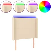 vidaXL Hoofdbord LED 93x16x118/128 cm stof crèmekleurig