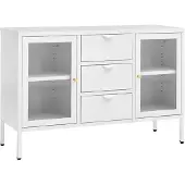 vidaXL Dressoir 105x35x70 cm staal en gehard glas wit