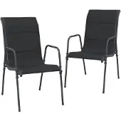 vidaXL Tuinstoelen, 2 stuks, staal en textiel, zwart