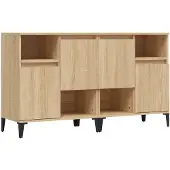 vidaXL Dressoirs 2 st 60x35x70 cm bewerkt hout sonoma eikenkleurig