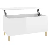 vidaXL Salontafel 90x44,5x45 cm bewerkt hout hoogglans wit
