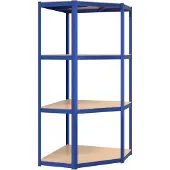 vidaXL Hoekrek 4-laags staal en bewerkt hout blauw