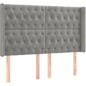 vidaXL Hoofdbord met randen 163x16x118/128 cm fluweel lichtgrijs