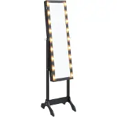 vidaXL Spiegel vrijstaand met LED's 34x37x146 cm zwart