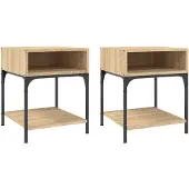 vidaXL Nachtkastjes 2 st 40x41x50 cm bewerkt hout sonoma eikenkleurig