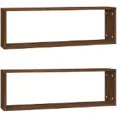 vidaXL Wandschappen kubus 2 st 80x15x26,5 cm bewerkt hout bruineiken