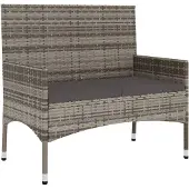 vidaXL Tuinbank 2-zits met kussens poly rattan grijs