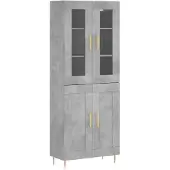 vidaXL Hoge kast 69,5x34x180 cm bewerkt hout betongrijs