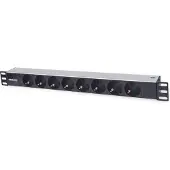 Intellinet 714037 19 inch Stekkerdoos voor patchkast 1.5 HE Geaarde contactdoos Zwart