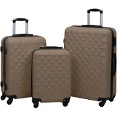 vidaXL Hartvormige trolley-set, 3 stuks, bruin, ABS-kunststof