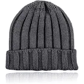 LGT JWLS Grofgebreide Dames Beanie met Omslagrand - Donkergrijs