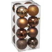 Atmosphera kerstballen - 16x stuks - brons - kunststof - 7 cm
