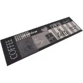 Super Merchant Keukenmat wasbaar koffieprint 45x150 cm fluweel zwart