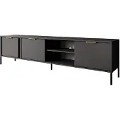 Meubella TV-Meubel Antraciet 203x39x53 goudkleurige handgrepen