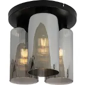 QAZQA Art Deco plafondlamp zwart met smoke glas 3-lichts - Laura