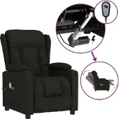 vidaXL Massagestoel elektrisch stof zwart