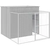 vidaXL Hondenhok met ren 214x253x181 cm staal lichtgrijs