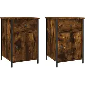 vidaXL Nachtkastjes 2 st 40x42x60 cm bewerkt hout gerookt eikenkleurig