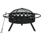 vidaXL Vuurplaats met pook XXL 70 cm staal