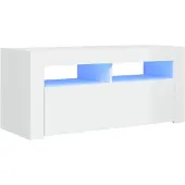 vidaXL Tv-meubel met LED-verlichting 90x35x40 cm hoogglans wit