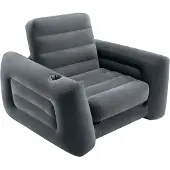 Intex Opblaasbare fauteuil, uittrekbaar, 117x224x66 cm, donkergrijs