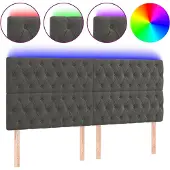 vidaXL Hoofdbord LED 180x7x118/128 cm fluweel donkergrijs