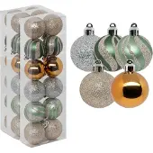 Atmosphera kerstballen 36x -champagne/oker/lichtgroen -4 cm -kunststof