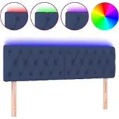 vidaXL Hoofdbord LED 160x7x78/88 cm stof blauw