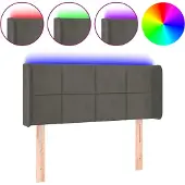 vidaXL Hoofdbord LED 83x16x78/88 cm fluweel donkergrijs