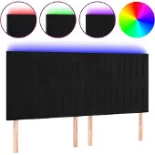 vidaXL Hoofdbord LED 160x5x118/128 cm fluweel zwart