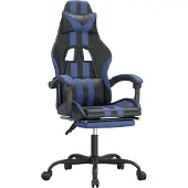 vidaXL Gamestoel draaibaar met voetensteun kunstleer zwart en blauw
