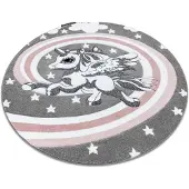Rugsx Tapijt PETIT PAARDJES ROND grijskleuring cirkel 140 cm