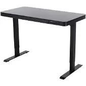 Ivol Elektrisch verstelbaar bureau / thuiswerkplek - 120x60 cm - Glas zwart