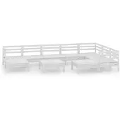 vidaXL 10-delige loungeset voor de tuin, massief grenenhout, wit