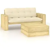 vidaXL 2-delige Loungeset met kussens geïmpregneerd grenenhout