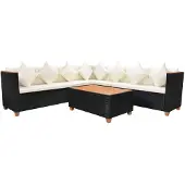 vidaXL Loungeset poly rattan HKC blad zwart 25-delig online kopen