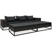 vidaXL 5-delige Loungeset met kussens poly rattan grijs