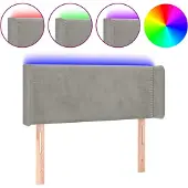 vidaXL Hoofdbord LED 83x16x78/88 cm fluweel lichtgrijs