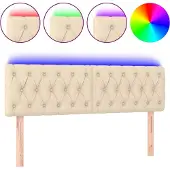 vidaXL Hoofdbord LED 160x7x78/88 cm stof crèmekleurig
