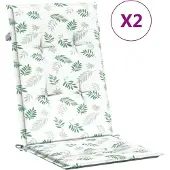 vidaXL Stoelkussens 2 st hoge rug bladpatroon stof
