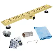 SaniGoods Nura douchegoot met flens 50cm messing geborsteld