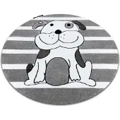 Rugsx Tapijt PETIT PUPPY HOND HONDJE ROND grijskleuring cirkel 120 cm
