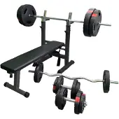 Gorilla Sports Verstelbare Halterbank Zwart Met 100 kg Halterset Gripper Kunststof
