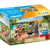 Playmobil Family Fun 71427 Gedeelde barbecue Kampeerplezier en plezier buitenshuis met het gezin met grill Kookschort en leuke accessoires Speelgoed v