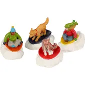 Lemax Dog Snow Saucer Fun Set Of 4 Kerst