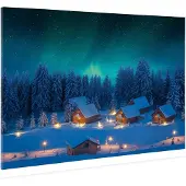 My Village Achtergrond canvas led noorderlicht 76x56 cm