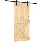 vidaXL Schuifdeur met beslag 95x210 cm massief grenenhout